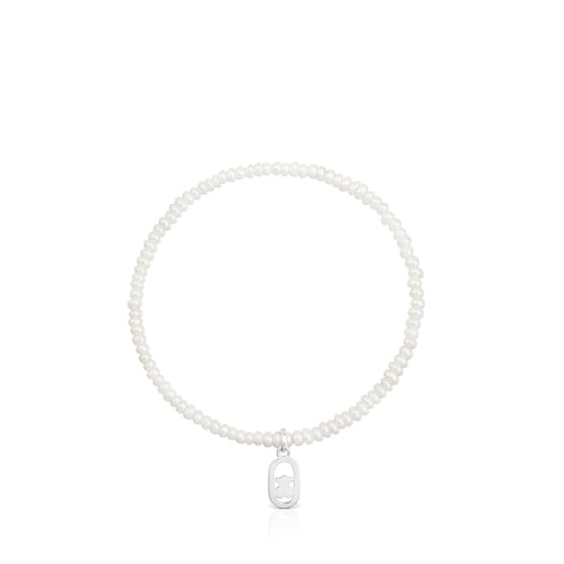 Pulsera elástica de perlas cultivadas y plata Camille