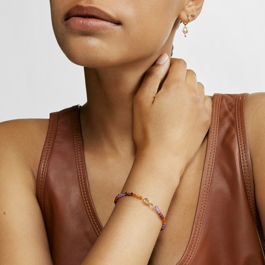 Gold TOUS MANIFESTO Elastic bracelet with gemstones