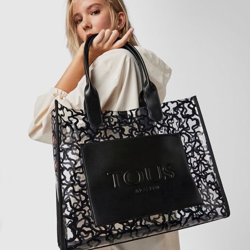 Большая прозрачная черная сумка-shopping Amaya Vinyl