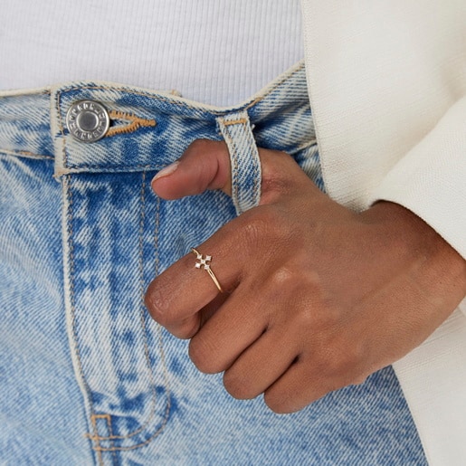 Gold Cross ring with diamonds Les Classiques