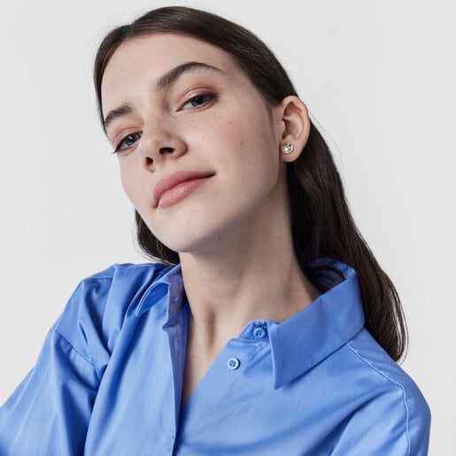 Gold Rosa d'Abril Earrings with Pearl