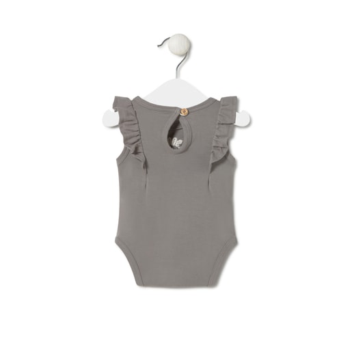 Baby bodysuit with ruffles in Classic grey