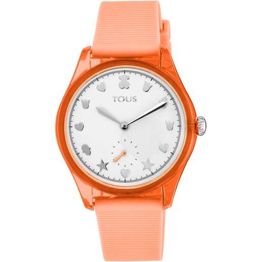 Steel and Poly-carbonate Free Fresh Watch with Coral Silicone Strap