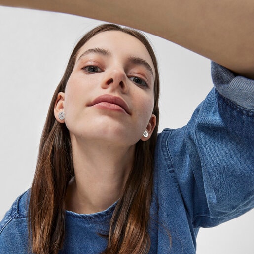 Серебряные серьги с камеей Oceaan Color