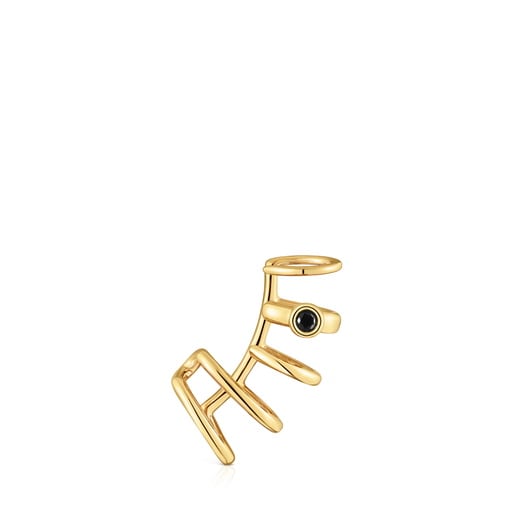 5-hoop Earcuff with 18kt gold plating over silver and black spinel TOUS Line