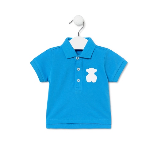 Boys Casual pique fabric polo shirt in blue