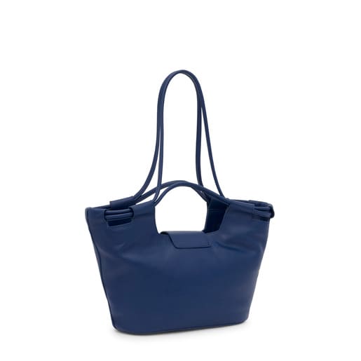 Medium navy blue leather Tote bag TOUS Sun