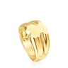 Anello a sigillo con orsetto in argento placcato oro 18 kt di 10 mm Sweet Dolls