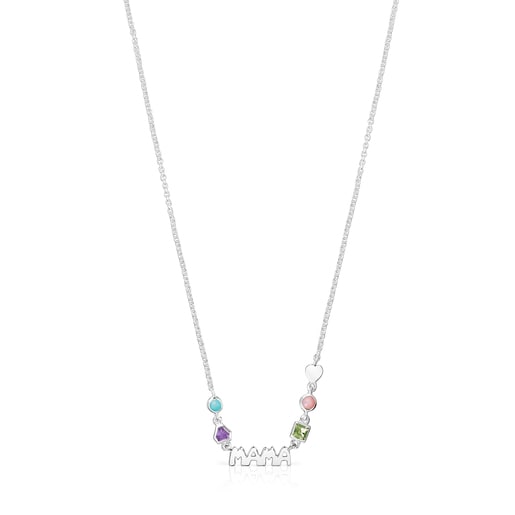 Silver TOUS Mama Necklace with Gemstones | TOUS