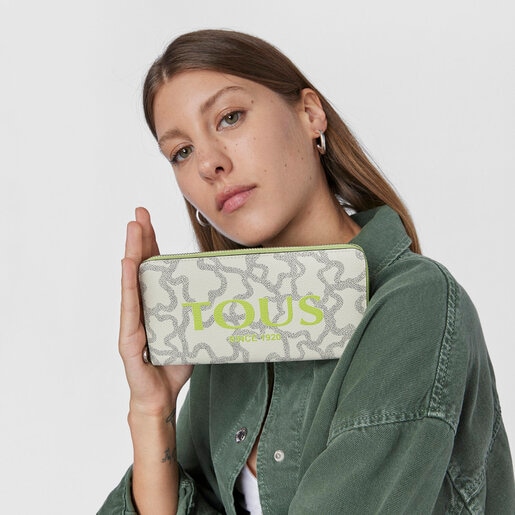 ארנק Kaos Legacy בינוני בצבעי בז' וירוק ליים