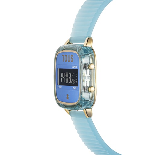 Montre numérique en polycarbonate bleu avec bracelet en silicone D-Logo Fresh