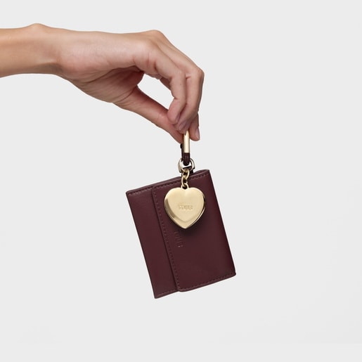 Pack de llaveros colgantes y monedero burdeos y dorado Hold