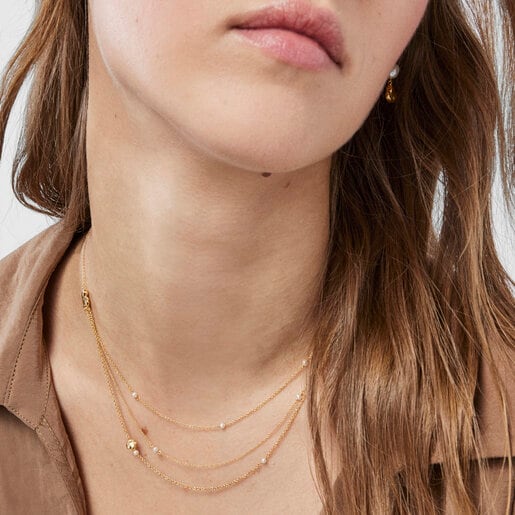 Gold Oceaan shells-chains Necklace with pearls