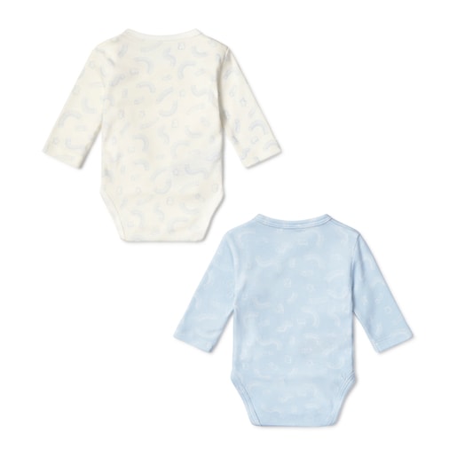 Pack of wrap-over baby bodysuits in Arc sky blue