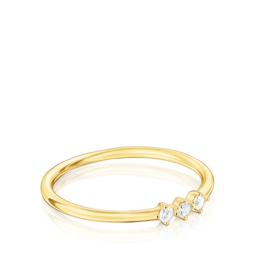 Gold Strip ring with diamonds Les Classiques