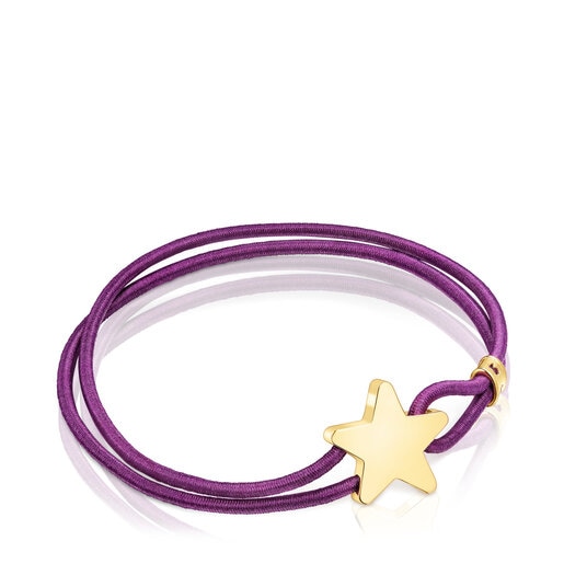 Bracelet élastique Sweet Dolls lilas avec étoile en argent vermeil