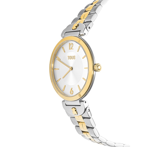 Orologio analogico con bracciale in acciaio e acciaio con placcatura IP color oro S-Band