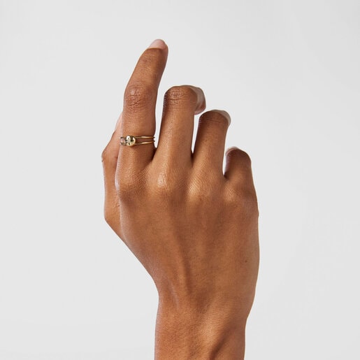 Gold Magic Nature star Ring with diamonds