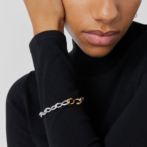 Pulsera de plata y baño de oro 18 kt sobre plata Bent