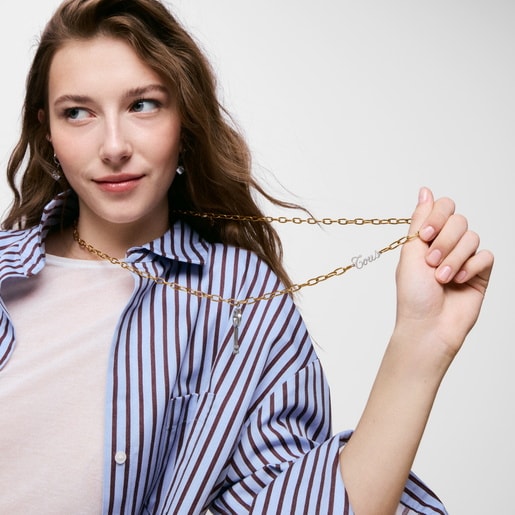 Long two-tone steel chain Necklace with key charm TOUS Charming