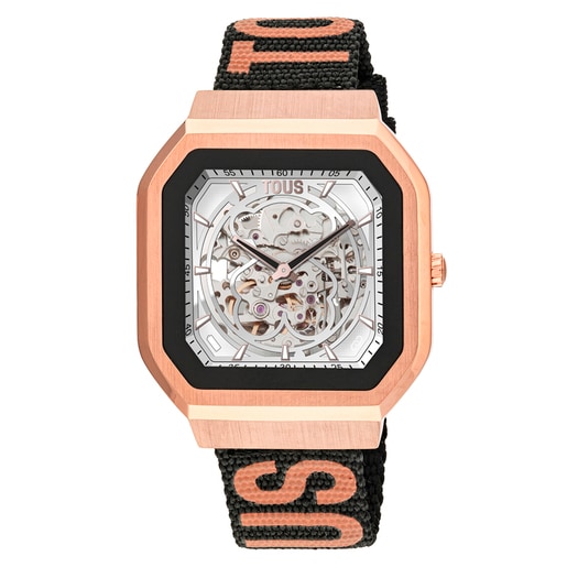 Smartwatch B-Connect z nylonowym paskiem oraz różowym silikonowym paskiem