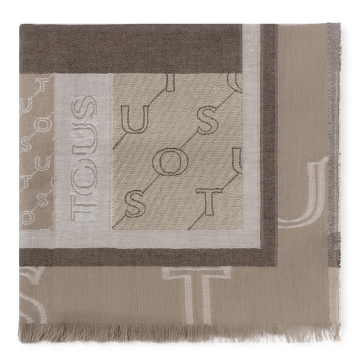 Foulard Script Soft en jacquard marron