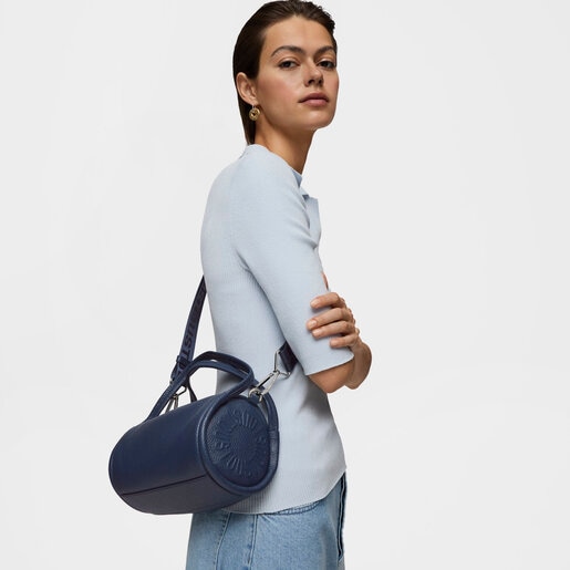 Bolso Duffle pequeño de piel azul marino TOUS Miranda