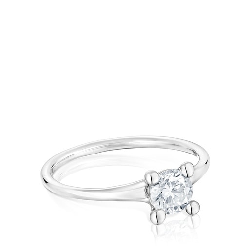 Anell solitari de platí amb diamant creat al laboratori 0,50 ct Shine LGD