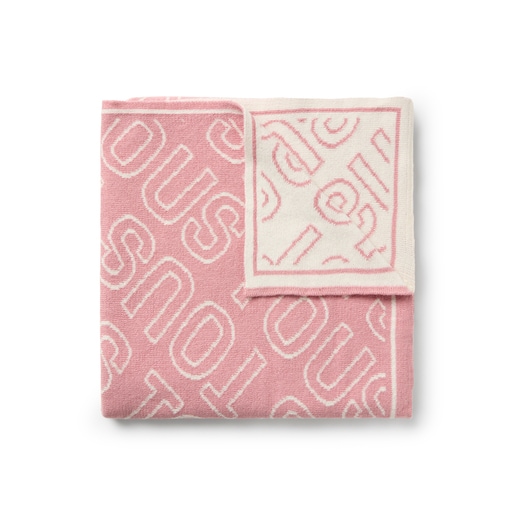 Reversible baby blanket in Nilo TOUS logo pink