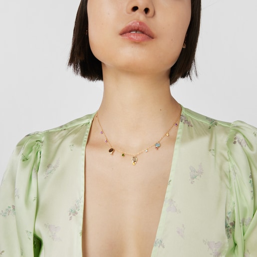 Collier Virtual Garden en or avec pierres précieuses