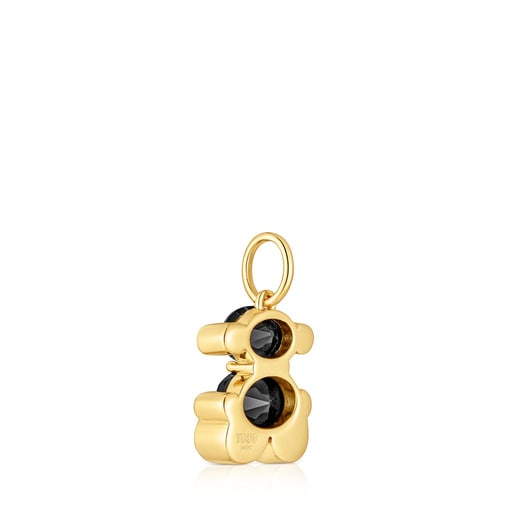 Kleiner Anhänger Color Bear aus 18 kt vergoldetem Silber mit Onyx in Bärenform