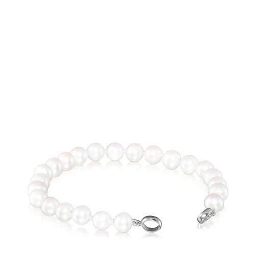 Silver TOUS Hold Bracelet with Pearls 17,5cm.