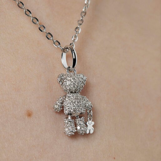 Pendentif Teddy Bear Gems en Or blanc avec Diamants