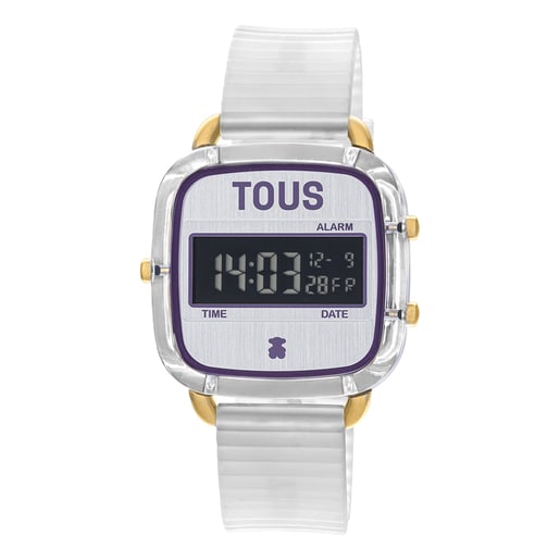 Biele polykarbonátové Digitálne hodinky so silikónovým remienkom D-Logo Fresh