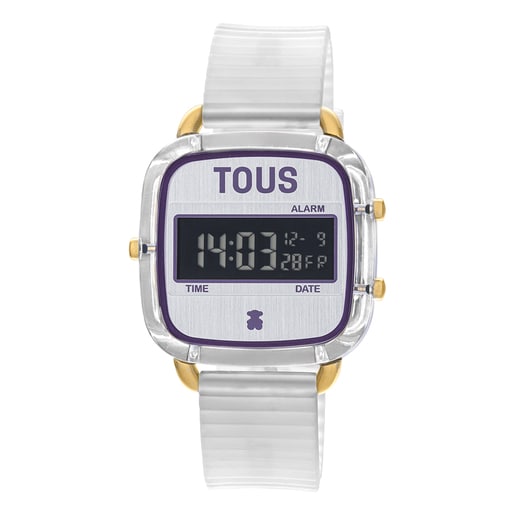 Montre numérique en polycarbonate blanc avec bracelet en silicone D-Logo Fresh