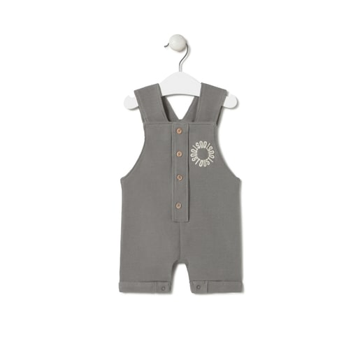 Piqué fabric baby romper in Classic grey