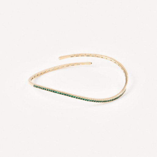 Pulsera abierta de oro con esmeraldas TOUS ATELIER