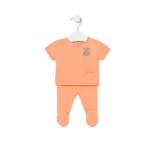 Conjunto de bebés Tricot Cor-de-laranja