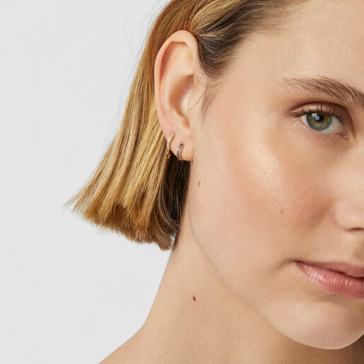 Gold TOUS Basics Hoop earring with blue sapphires and a diamond