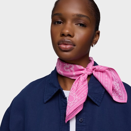 Pañuelo cuadrado pequeño rosa TOUS All in Bandana