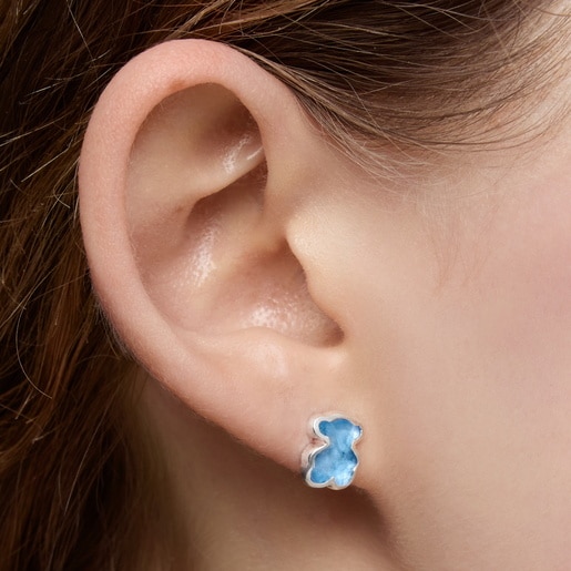 Silver Earrings with laboratory-grown blue spinel Icon Color LGG