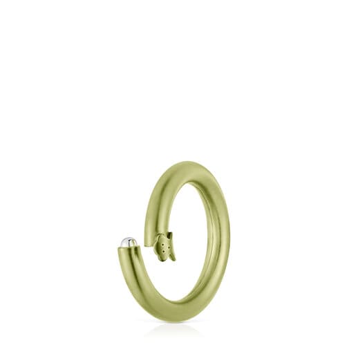 טבעת Hold בינונית מכסף בצבע ירוק