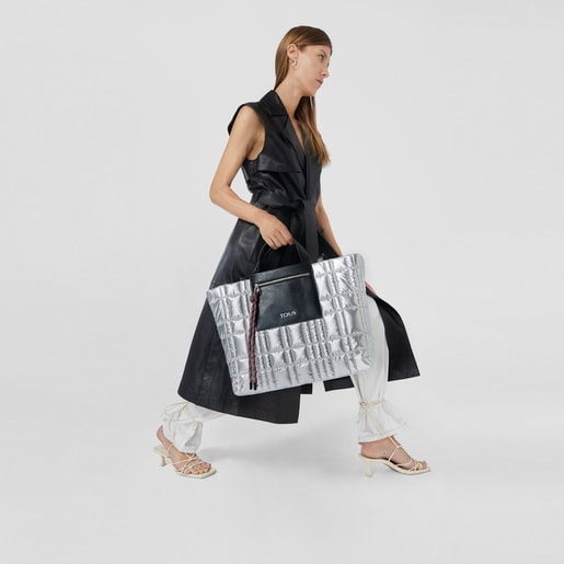 Large silver-colored TOUS Empire Padded Tote bag