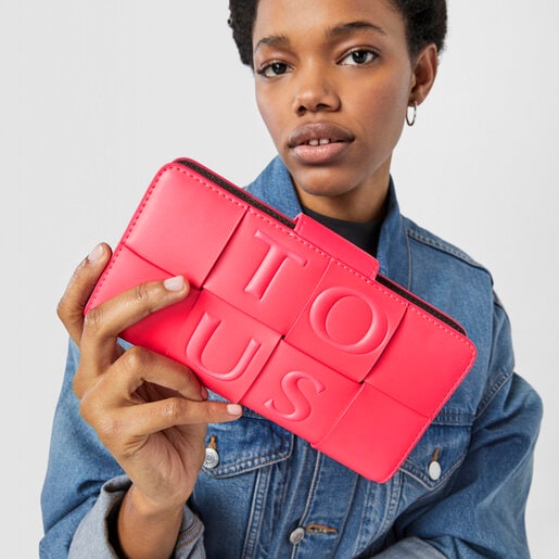 Medium fluorescent pink and brown TOUS Damas Wallet