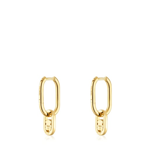 Aretes de aro con baño de oro 18 kt sobre plata y amazonita Camille