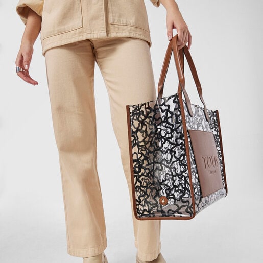 トートバッグ  Amaya Vinyl    XL ビニール ブルーｘブラウン