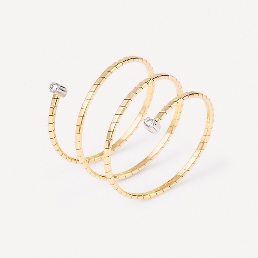 Gold Double spiral ring with diamonds TOUS ATELIER