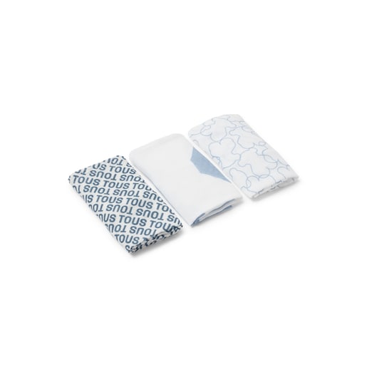 Mussolina lot de 3 MMuse blau cel