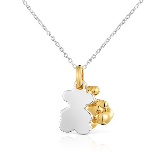 Collier bicolore avec double ourson Bold Bear