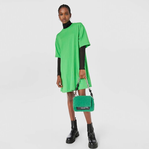 תיק צד TOUS Empire Fur קטן בצבע ירוק